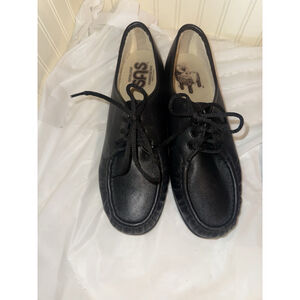 SAS Siesta Black Lace Up Loafer Moccasin Walking Shoe Made in USA Size 10 WW
